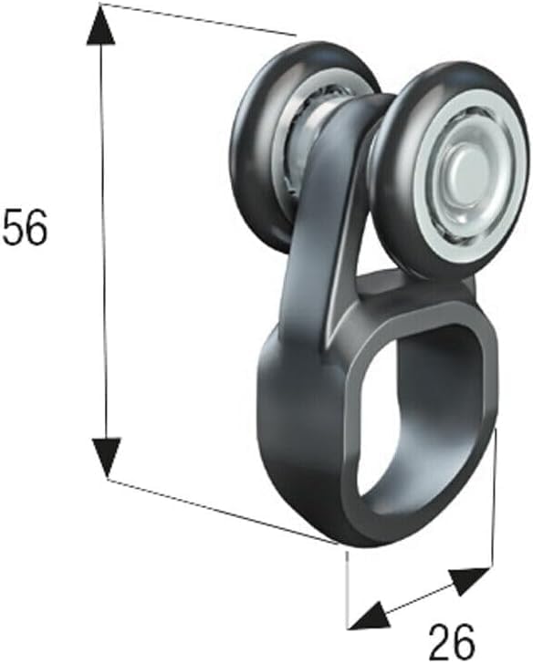 Carrello in Nylon a 2 Cuscinetti MR3 in Acciaio Zincato per Binario Monorotaia MR3 - Ruote Ø24mm - Asola in Nylon - Resistente e Durevole