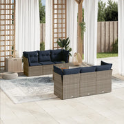 Set Divani da Giardino 7 pz con Cuscini Grigio in Polyrattan 3255823