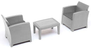 Set Salotto da Giardino in Resina 2 Poltrone e Tavolino Taddei Iseo Grigio Chiaro