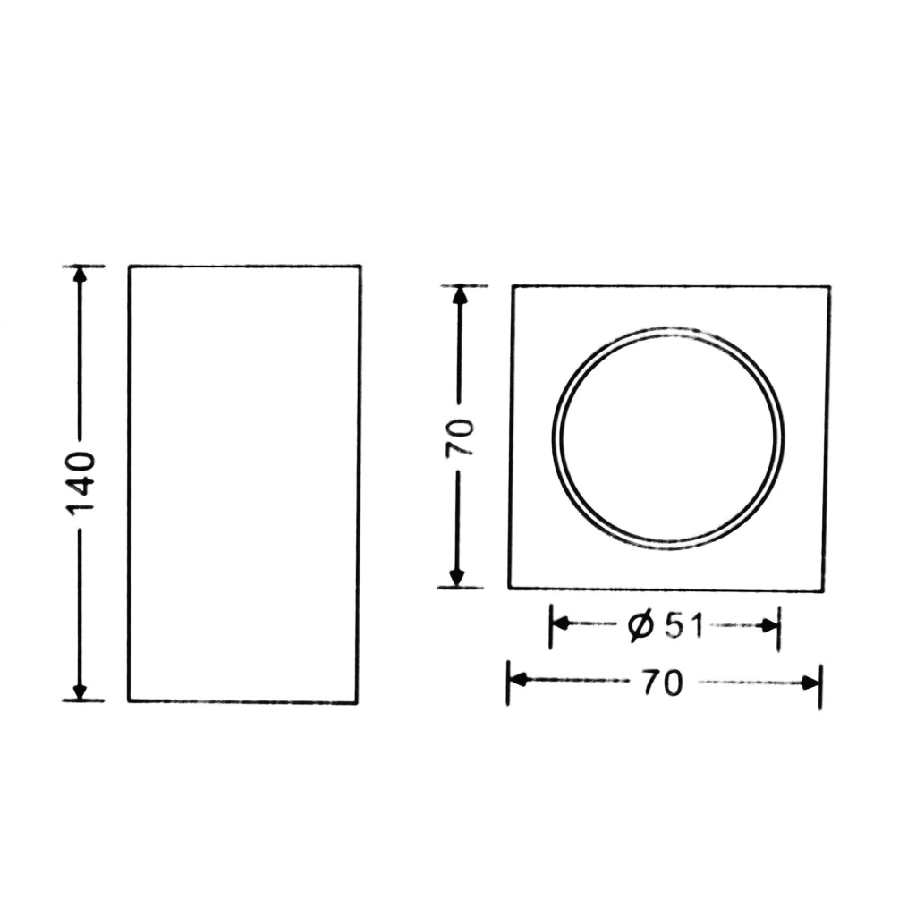Plafoniera quadrata porta faretto gesso attacco GU10 luce soffitto interni negozio vetrine soffitto 230V altezza 14cm