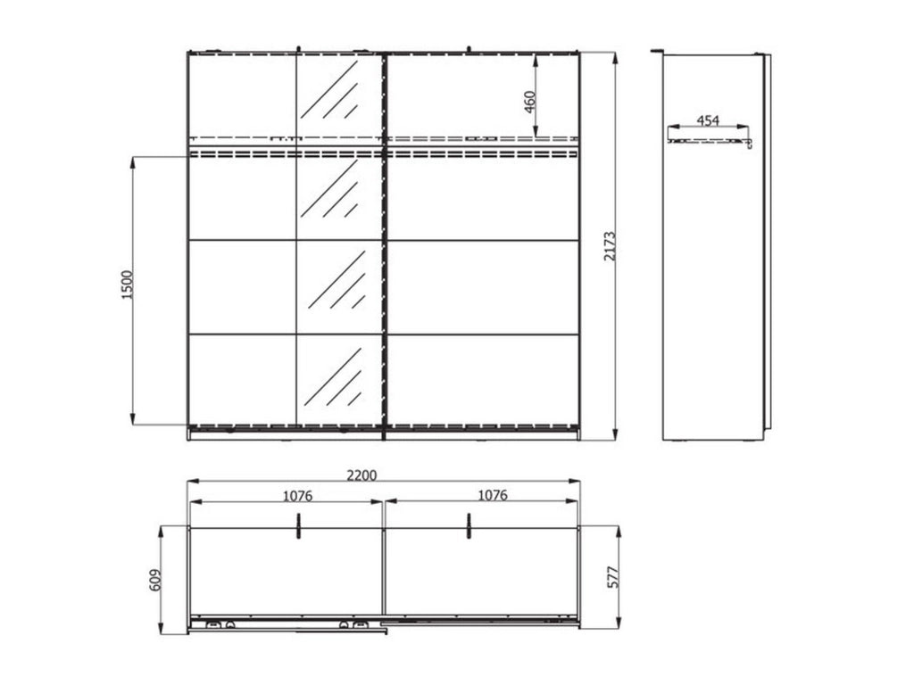 Armadio Camera da Letto Palestro, Guardaroba Grande Appendiabiti, 220x217.5h cm Marrone Rovere
