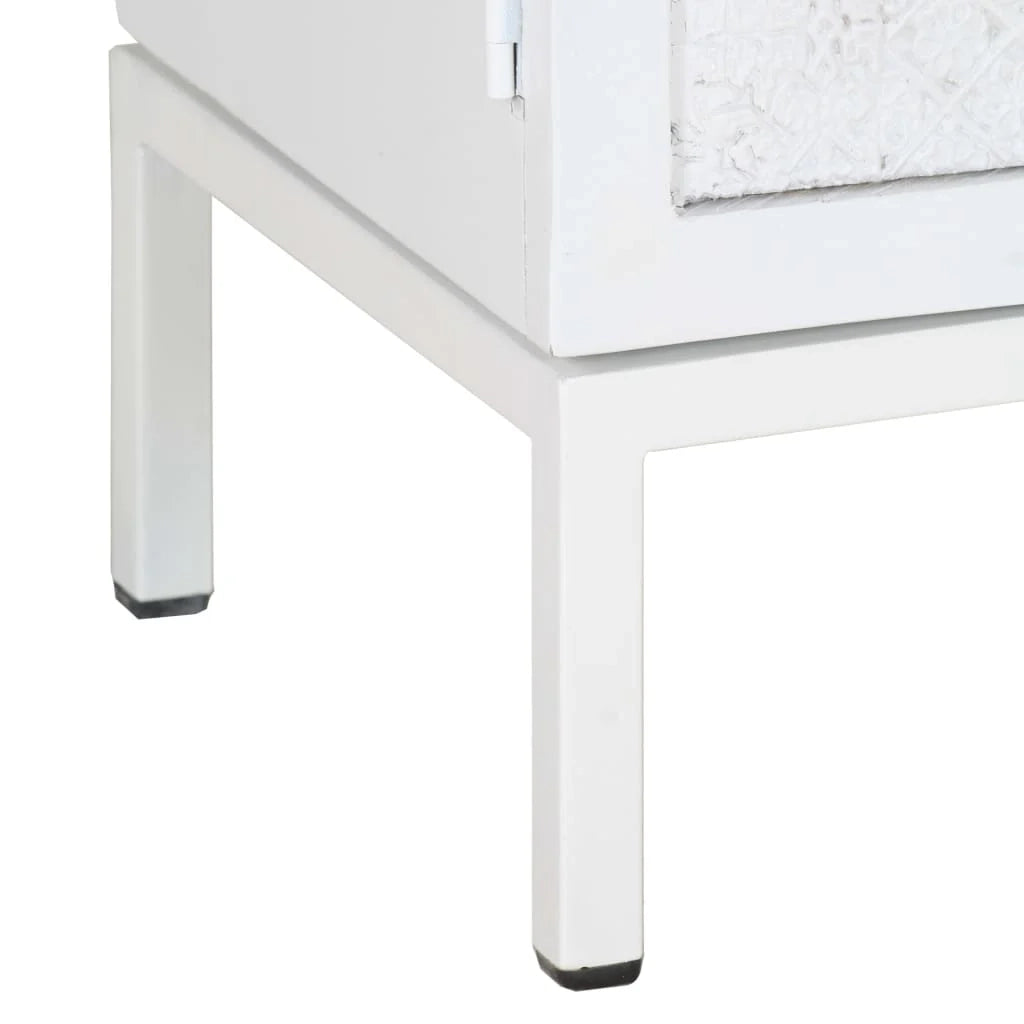 Mobile TV multimediale mensola TV credenza TV sala da pranzo soggiorno camera da letto 115 x 30 x 46 cm legno massello di mango bianco 02_0025793