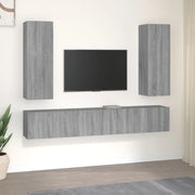 Set di Mobili Porta TV 5 pz Grigio Sonoma in Legno Multistrato