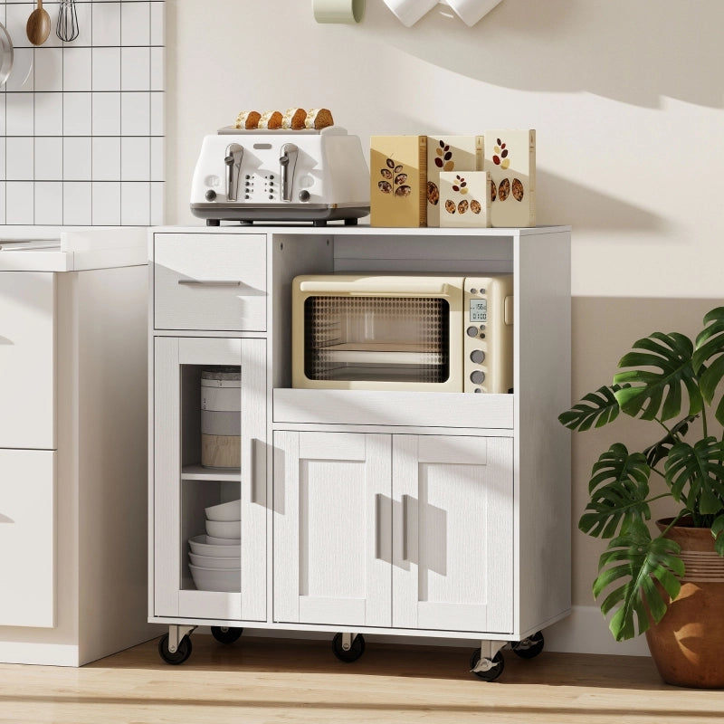 CARRELLO Cucina con ripiano estraibile 80x40x88,7 cm Bianco con ruote