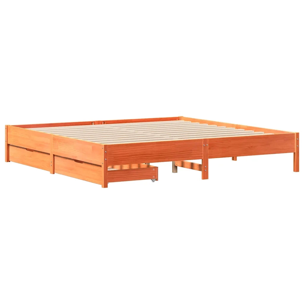 Letto matrimoniale | Letto per adulti | Letto senza Materasso Marrone Cera 180x200 cm in Legno di Pino