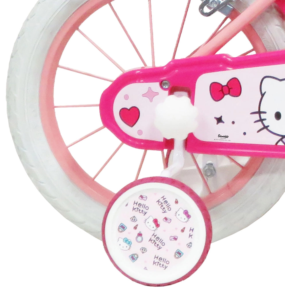 Bicicletta per Bambine 14" Hello Kitty Freni Caliper e Stabilizzatori in Acciaio Hi-Ten Rosa