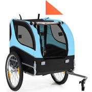 Rimorchio pieghevole per bicicletta per animali domestici con tettuccio apribile 135 x 60,5 x 95 cm comfort e sicurezza tessuto Oxford blu 20_0018491