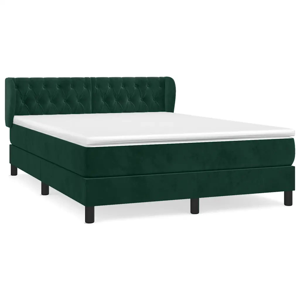 Giroletto a Molle con Materasso Verde Scuro 140x200 cm Velluto 3127676