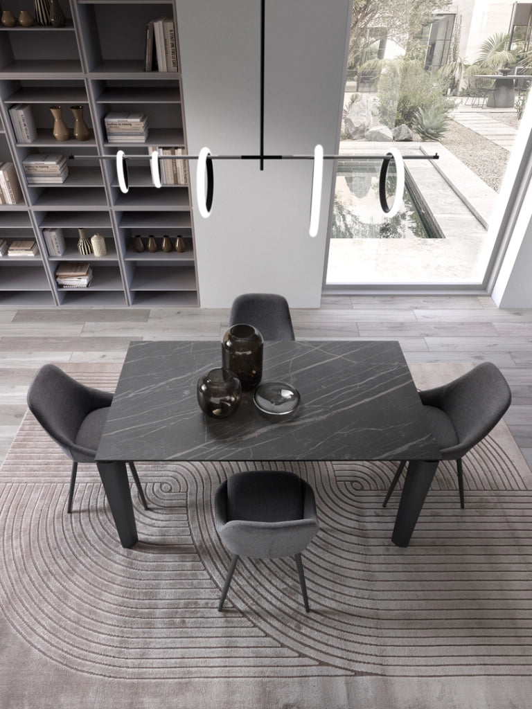 Tavolo Allungabile Horus - Top in ceramica marmo portoro nero e struttura in metallo antracite - Stones