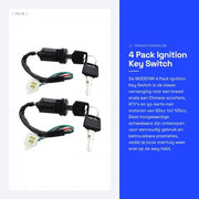 Kit di sostituzione per interruttore chiave di accensione da 4 pezzi per scooter e go-kart da 50cc a 125cc