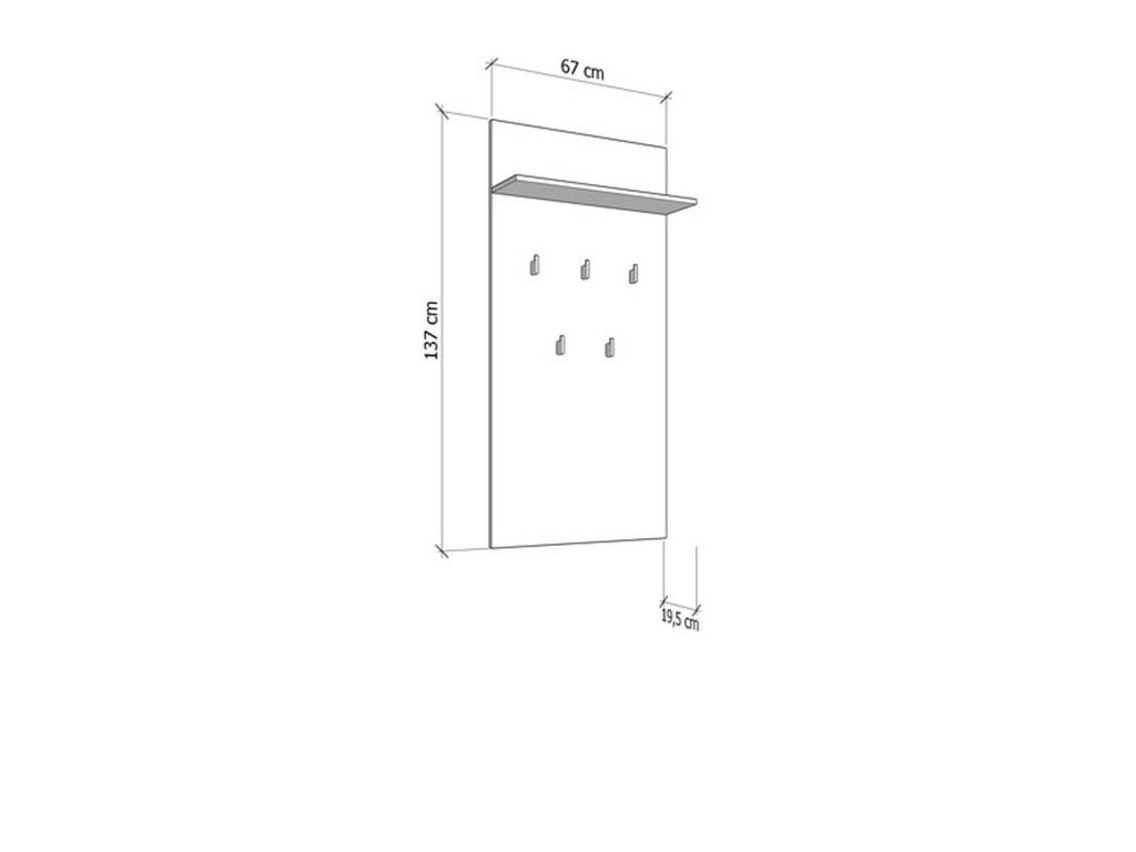 Traves, Appendiabiti set Fissaggio a Muro Incluso, 137h cm Grigio Cemento