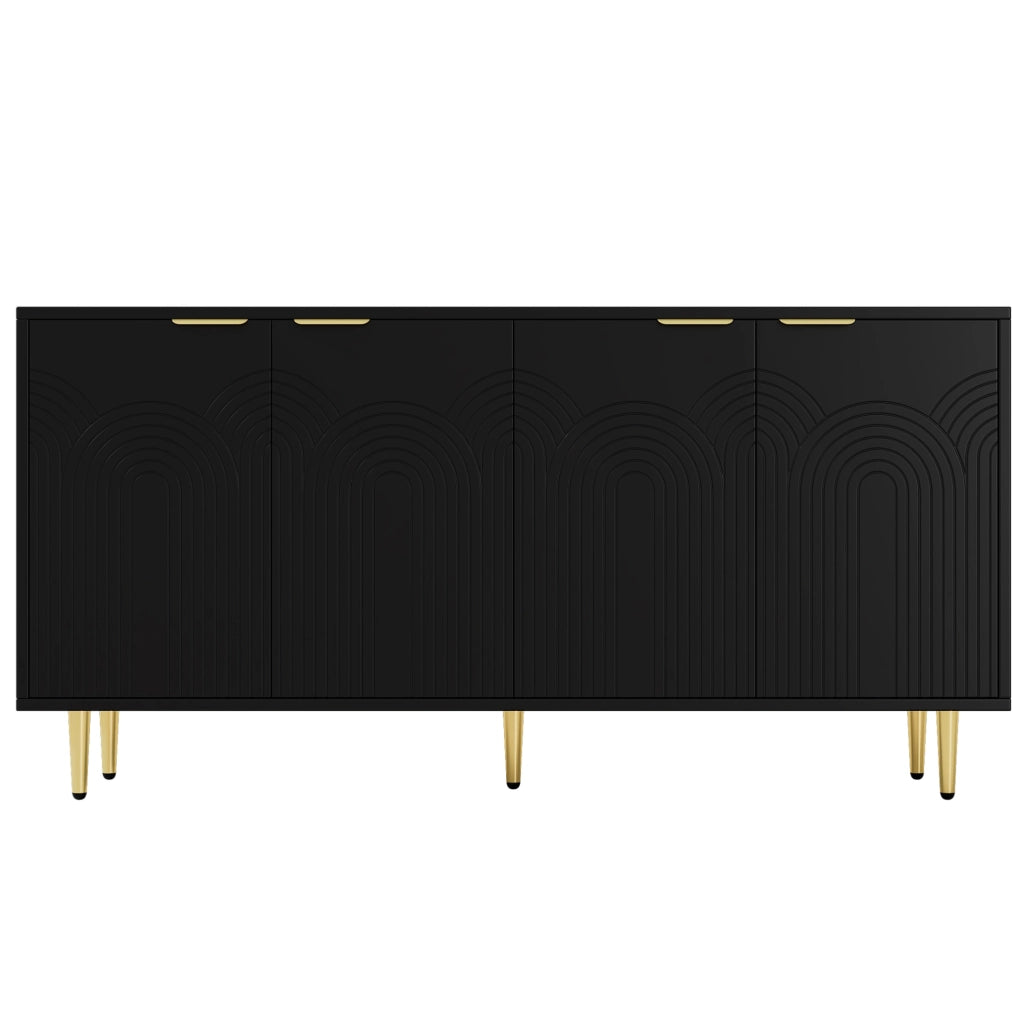 Credenza contenitore 160x40x80 cm nera - 4 ante e ripiani regolabili