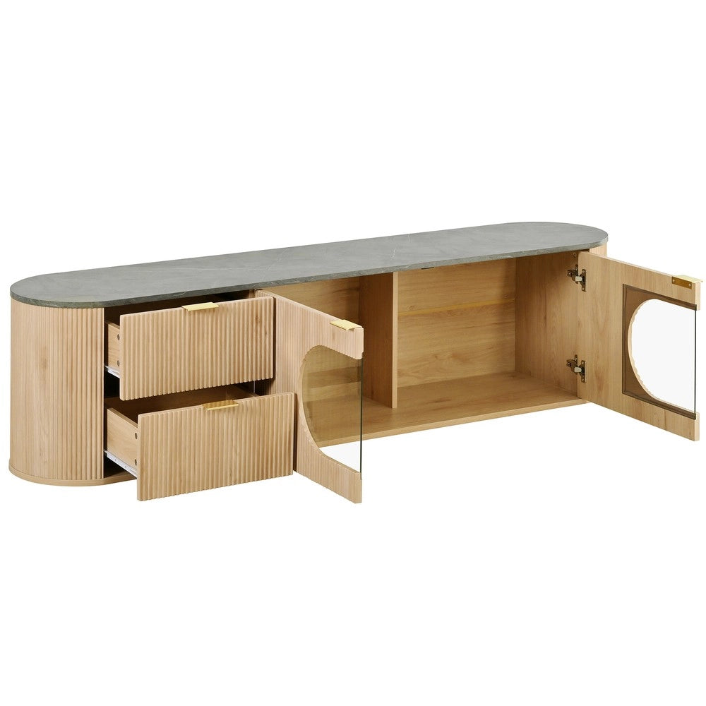 Mobile TV in Legno con Vetro e Ante ¨C Xylo ¨C Grigio, Design Moderno