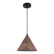 Lampada a sospensione Bosco cono legno scuro E27 Ø30 cm