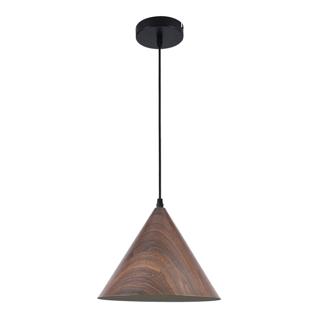 Lampada a sospensione Bosco cono legno scuro E27 Ø30 cm
