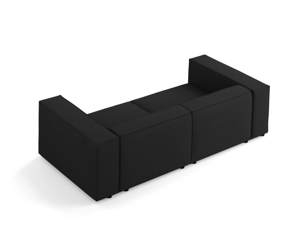 Cosmopolitan Design - Divano "Arendal" 3 posti in ciniglia con effetto a coste nero 
