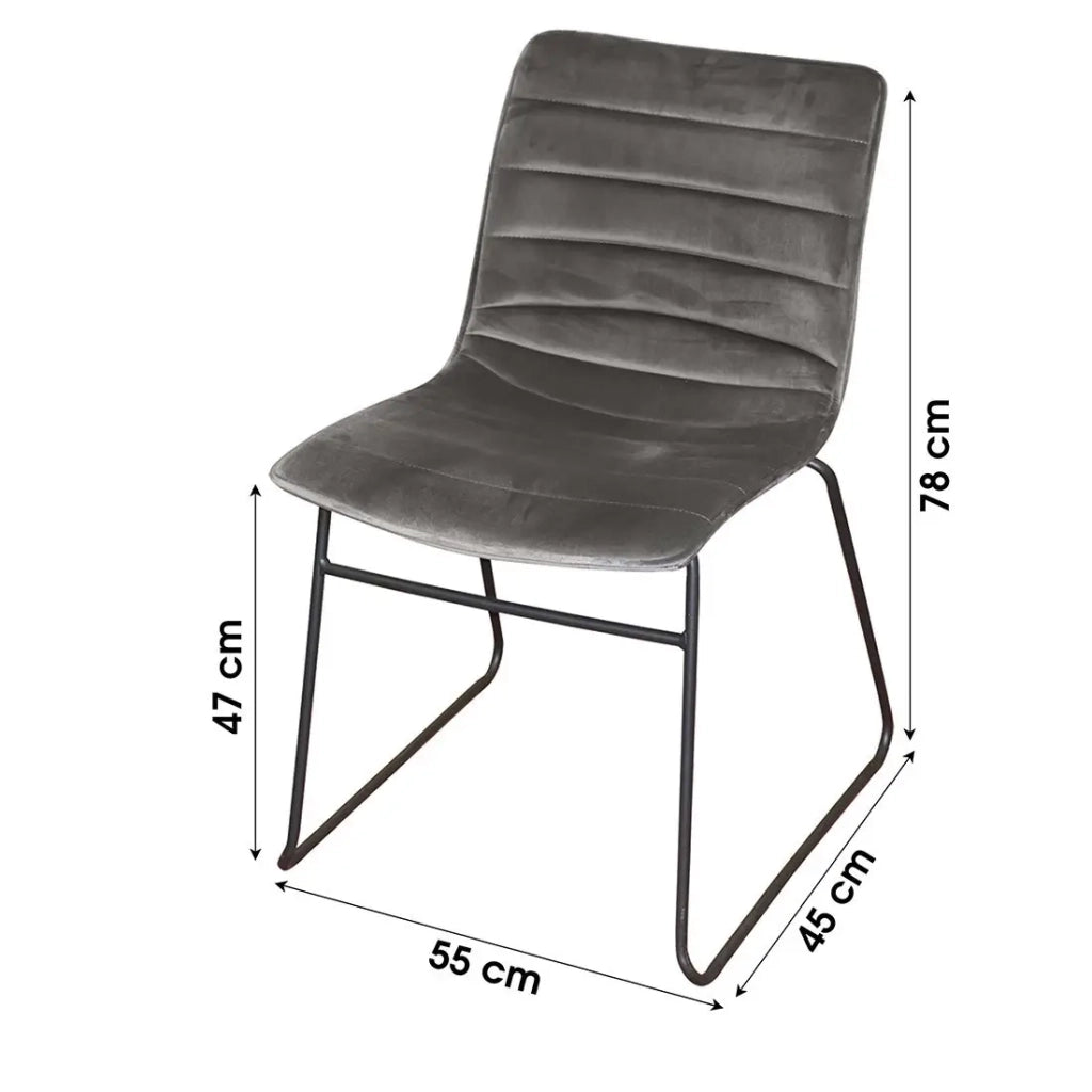 Set di 4 sedie in velluto a coste grigio collezione NETS stile industriale