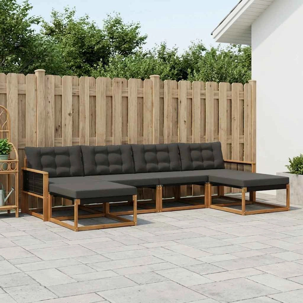 Set di divani da esterno 6 pz Naturale e Nero 3381600