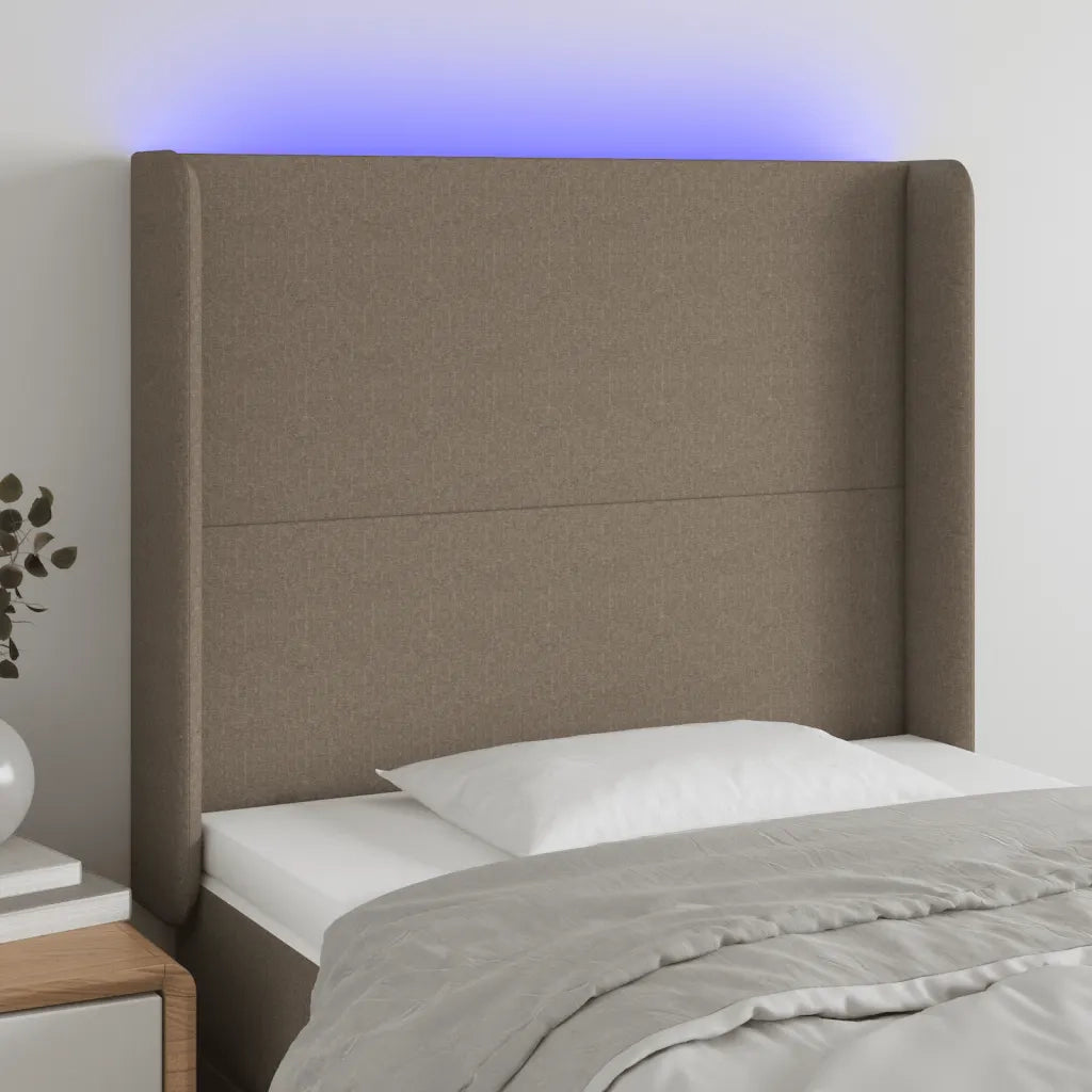 Testiera | Testata a LED Tortora 103x16x118/128 cm in Tessuto