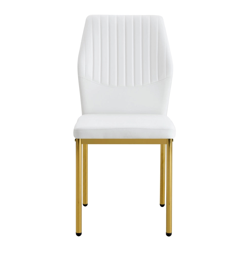 Set di 4 sedie da pranzo bianche e oro in PU