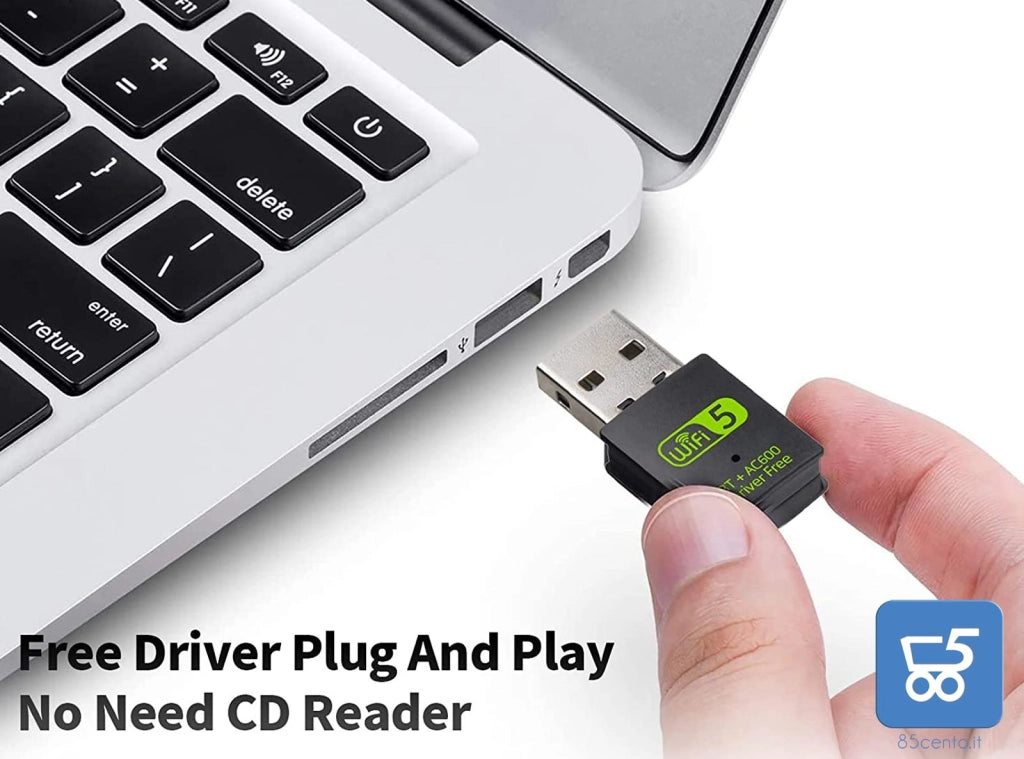 Chiavetta USB Dual Band con Bluetooth 4.2 Wi-Fi fino a 600 mbps Wireless 2,4GHz e 5GHz Adattatore Usb Pc Mac