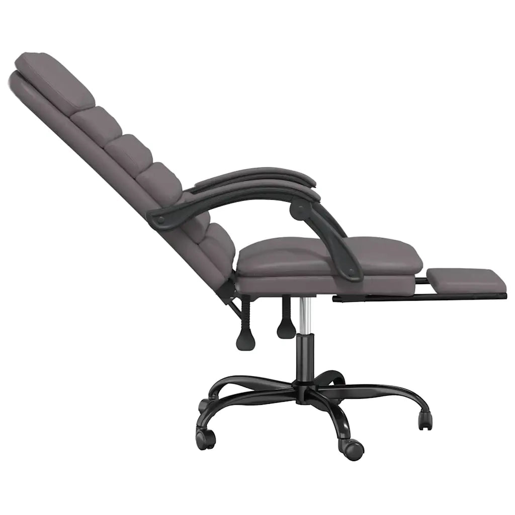 Sedia per studi-Poltrona da Ufficio Massaggiante Reclinabile Grigio Similpelle 695460