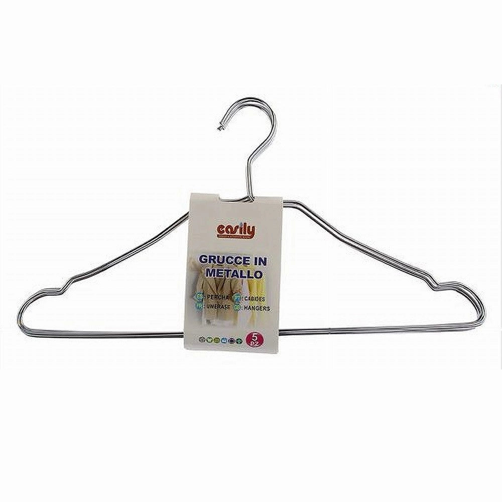 Trade Shop - Set 5pz Grucce Stampelle Appendiabito In Metallo Vestiti Pantaloni Giacche 10455 -