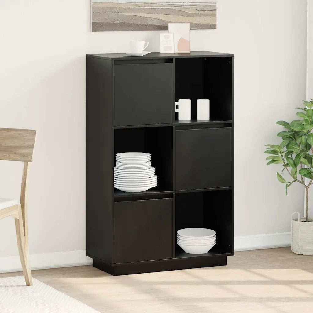 Credenza | Madia | Buffet da pranzo | Armadio da pranzo Nera 74x35x117 cm in Legno Massello di Pino