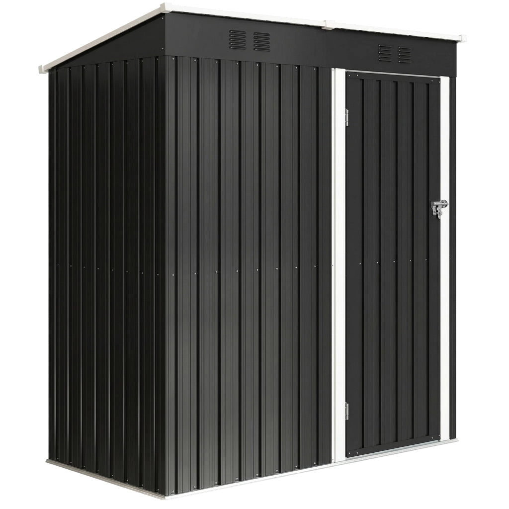 Capanno da Giardino 163x90x179 cm Porta Chiudibile con Prese d'Aria in Metallo Grigio Scuro