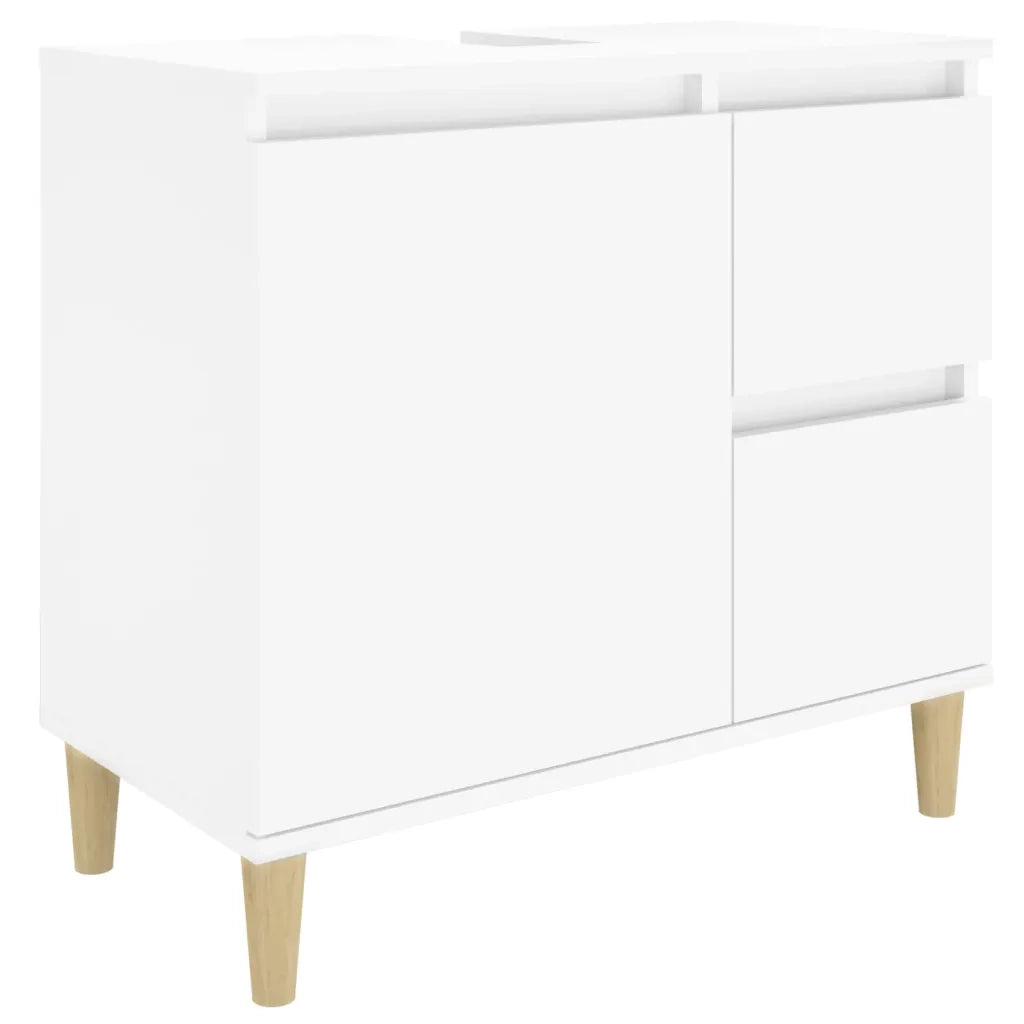 Set di Mobili da Bagno | Armadio da bagno 3 pz Bianco in Legno Multistrato