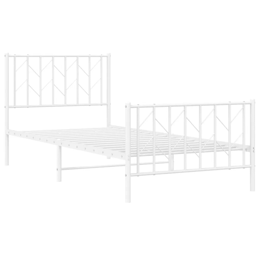 Giroletto con Testiera e Pediera Metallo Bianco 90x200 cmcod mxl 133894