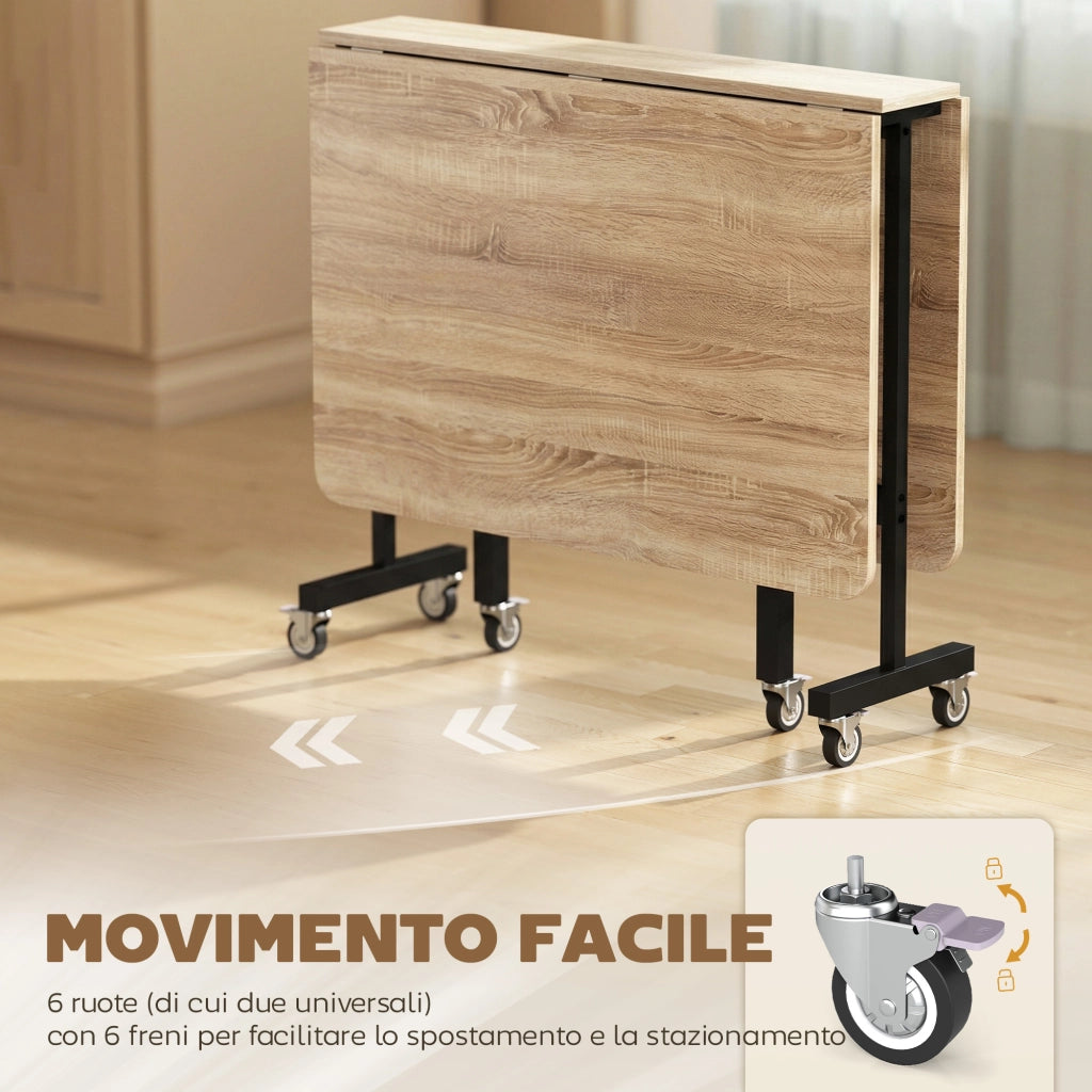 Tavolo Pieghevole Allungabile per 6 Persone ¨C zephmum ¨C Rovere, 120x80x73 cm
