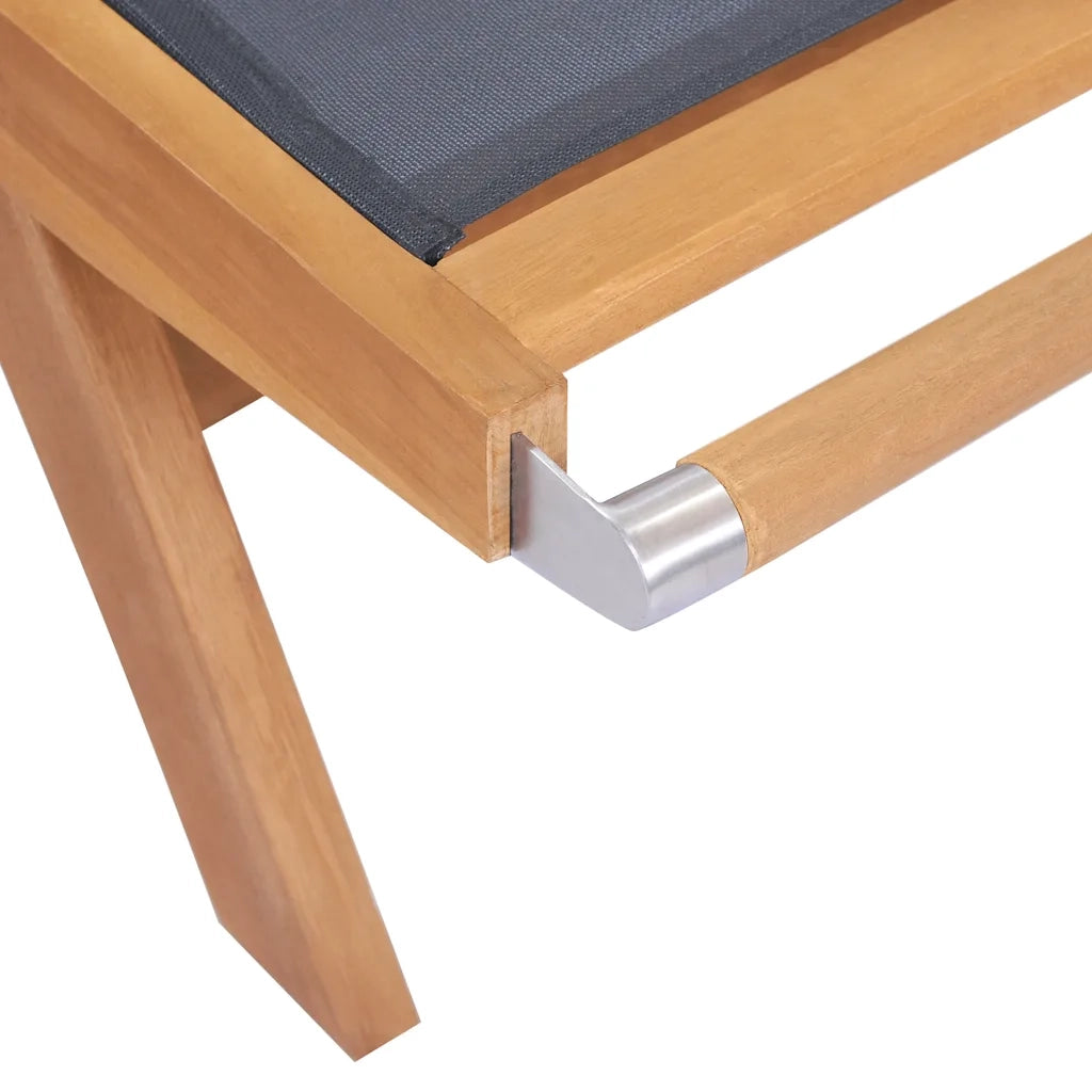 Lettino Pieghevole con Ruote in Massello di Teak e Textilene 44668