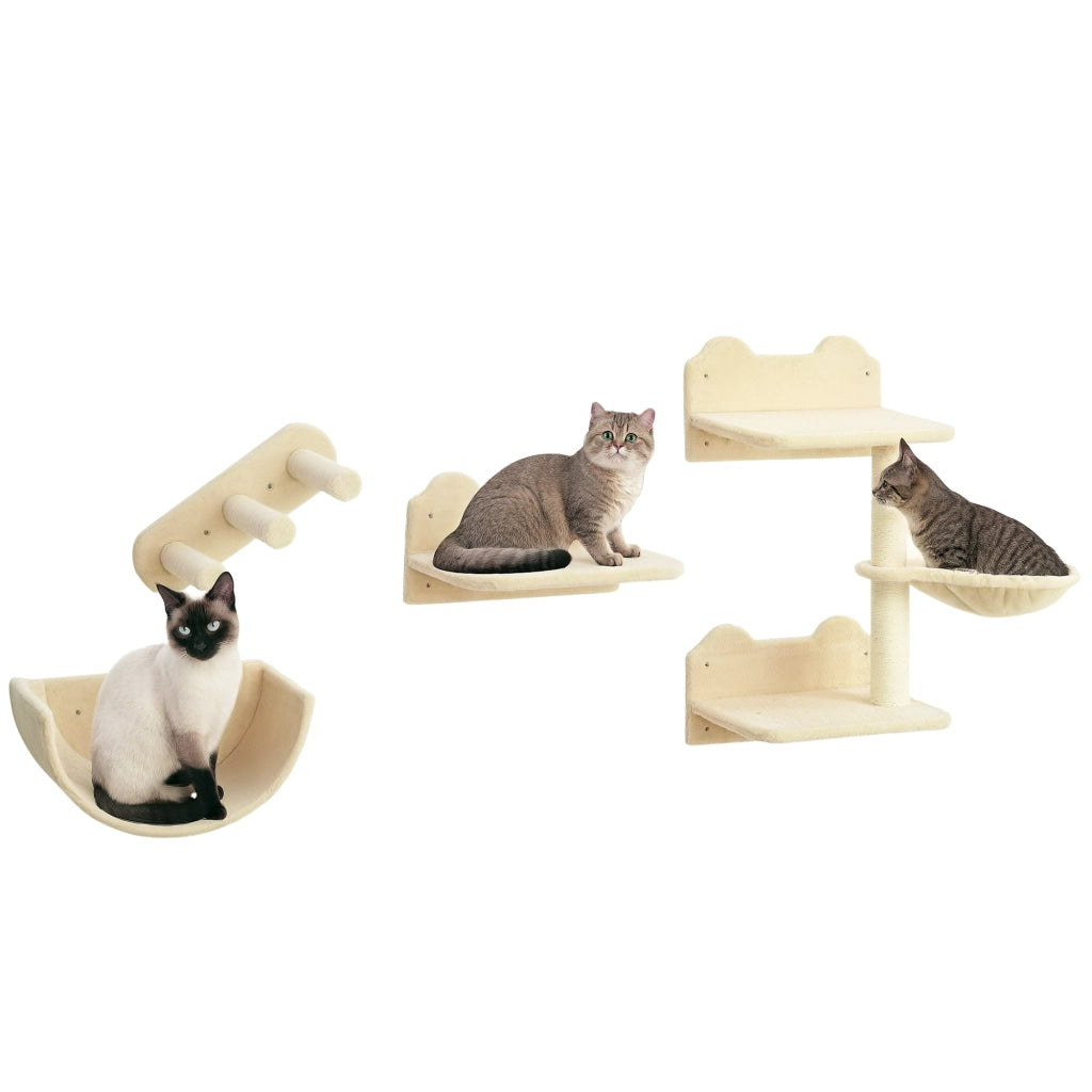 Casetta per gatti con scala, amaca, piattaforma e albero tiragraffi ¨C Zephmum ¨C Beige