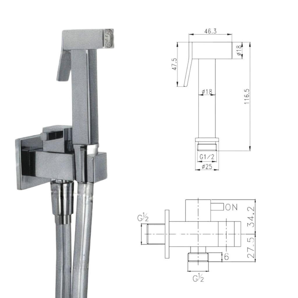 Set doccia per wc con rubinetto set completo