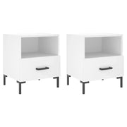 Set di 2 Comodini | Armadio da Notte | Mobiletto da notte Bianchi 40x35x47,5 cm in Legno Multistrato