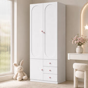 Armadio 80x50x200 cm con 2 ante e 3 cassetti in MDF bianco