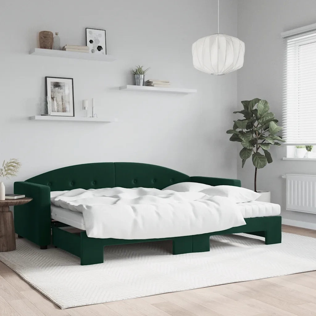 Divano Letto Estraibile Materassi Verde Scuro 80x200 Velluto 3197320