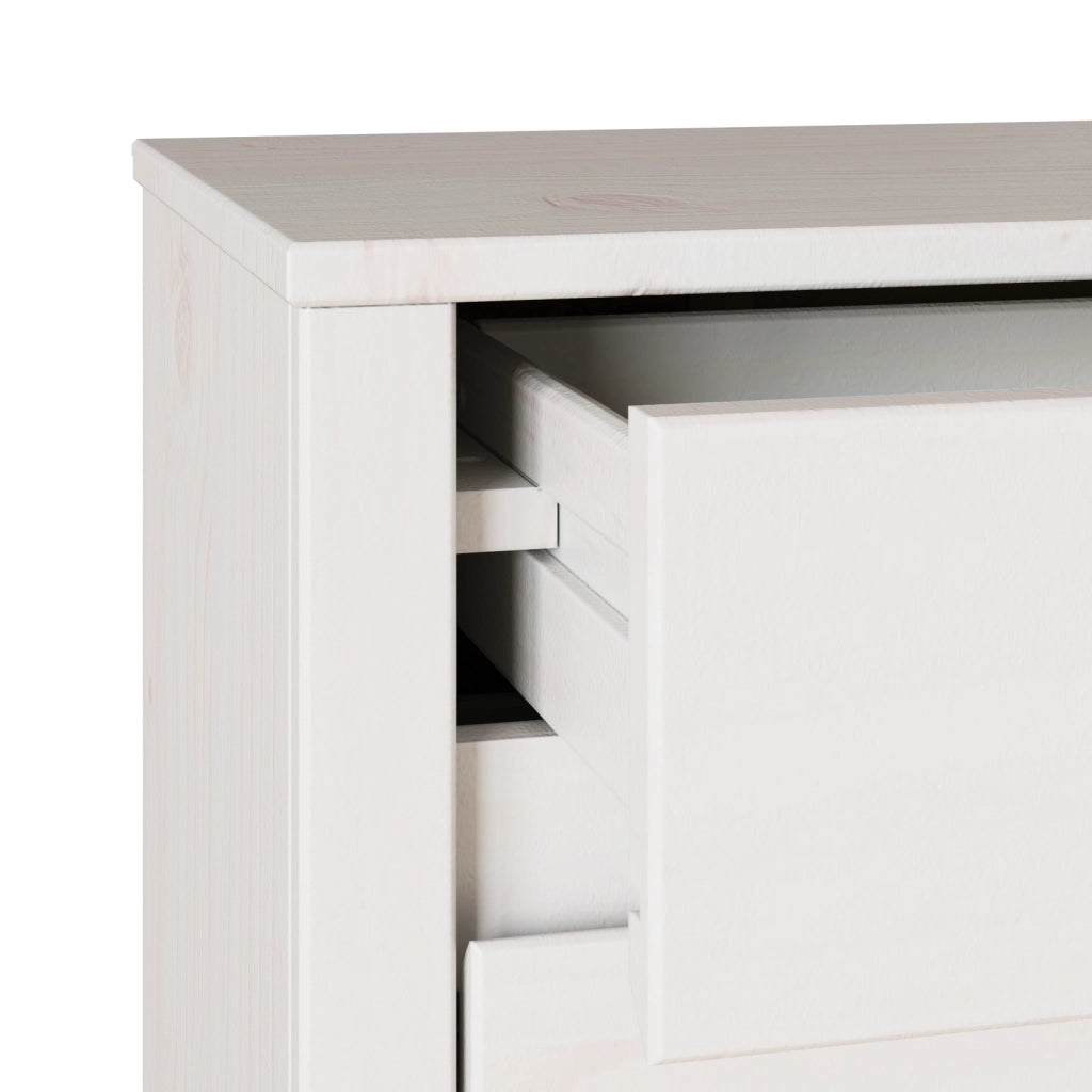 Comodino  "DRAMMEN" Bianco 45x35x56 cm in Legno solidale di Pino