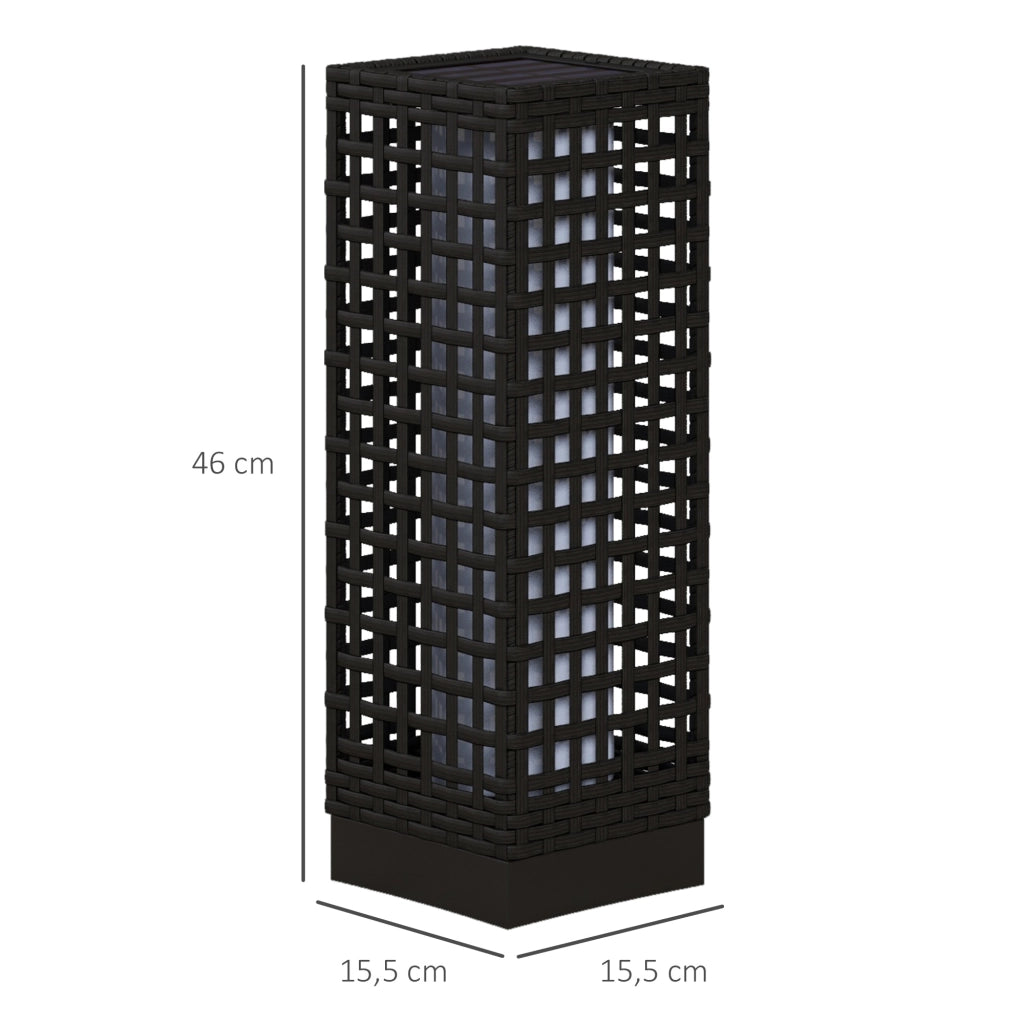 Lampada da Esterno Solare ¨C zephmum ¨C Rattan, Acciaio, 15.5x15.5x46 cm, Nero