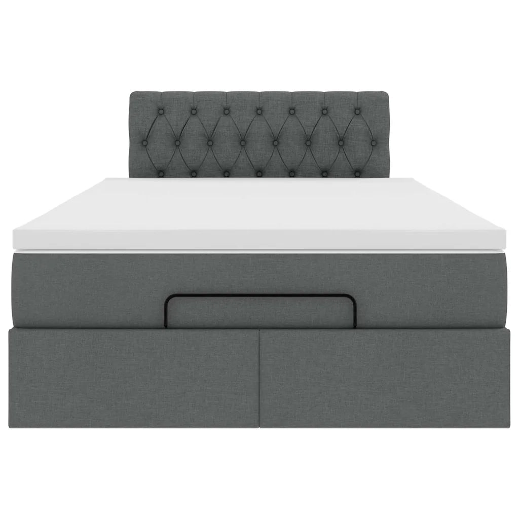 Pouf Letto con Materasso Grigio Scuro 120x190 cm in Tessuto