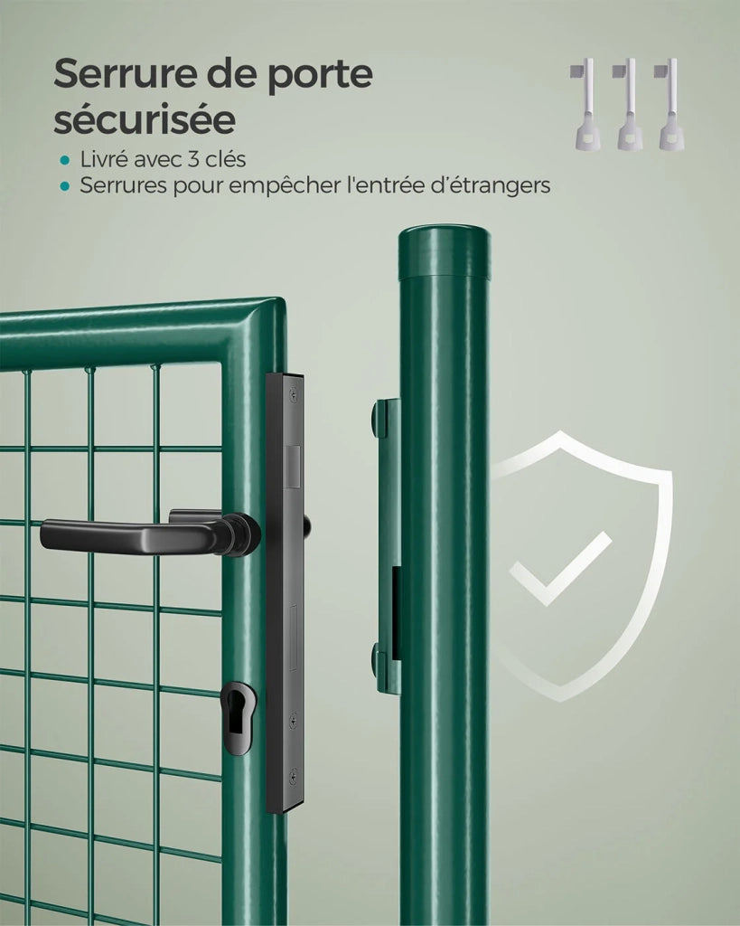 Cancello da giardino in rete di acciaio zincato con porta con serratura 87 x 90 cm Verde 12_0007148