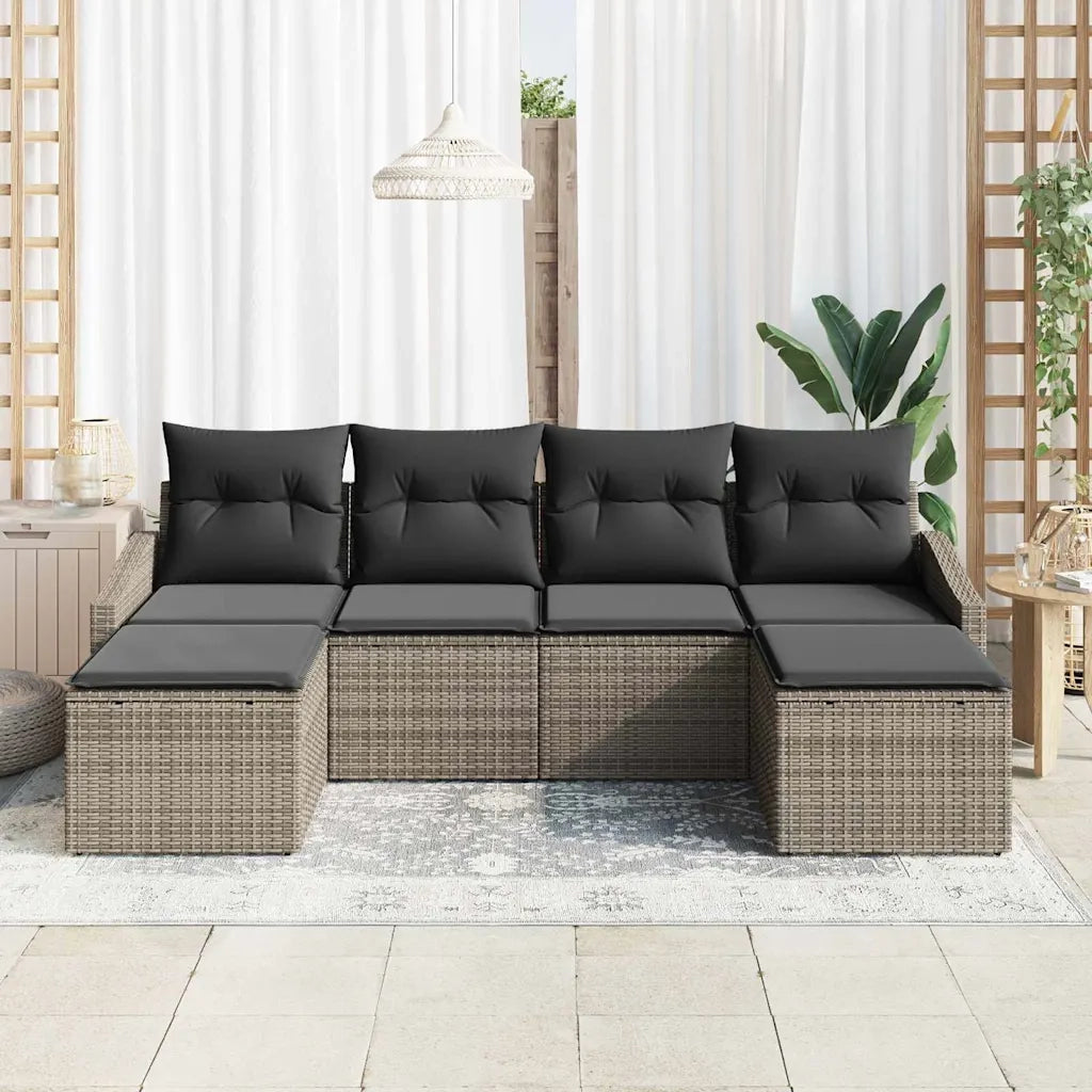 Set di divani con cuscino 6 pcs Grigio polyrattan 3346829