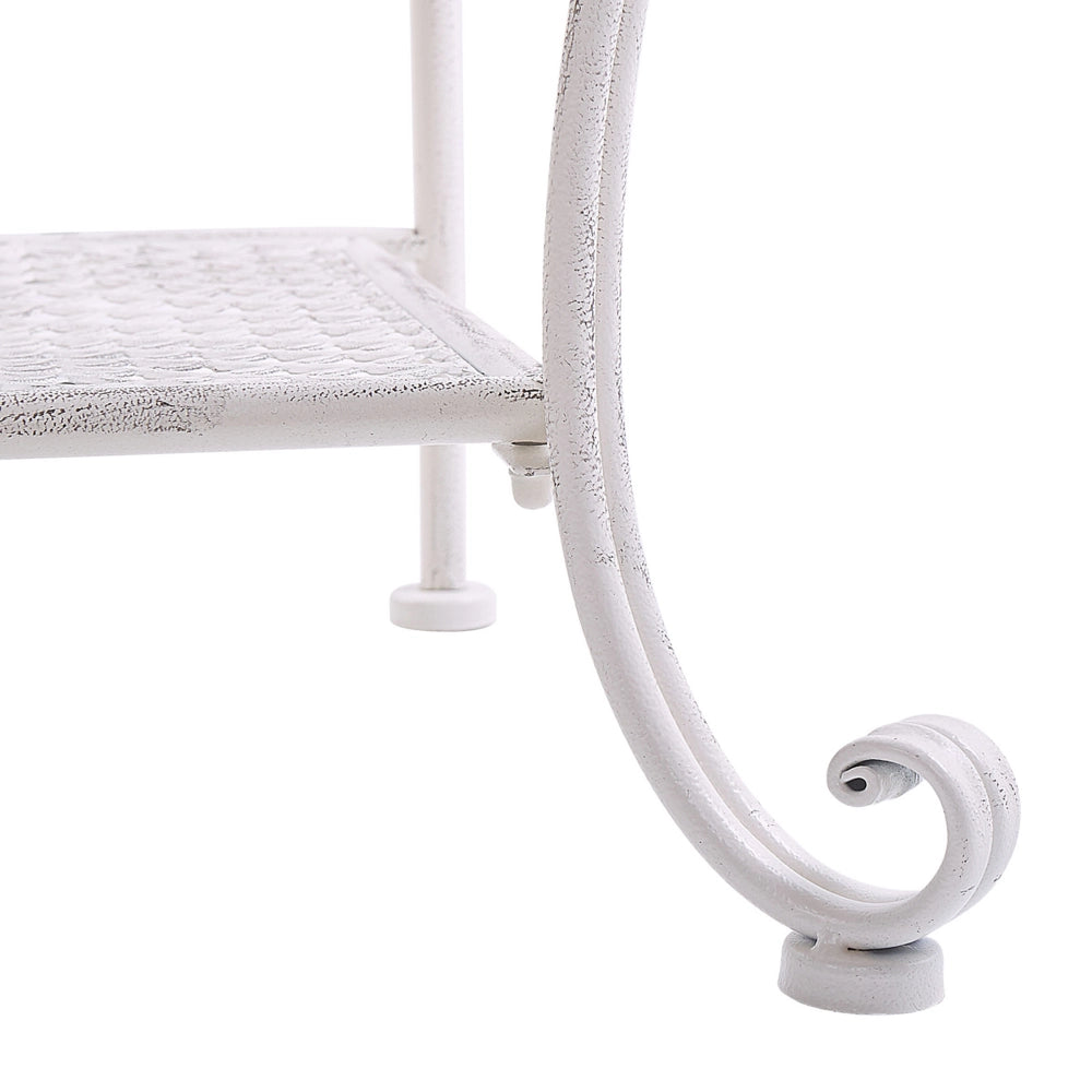 Scaffale per piante in metallo beige chiaro per esterni interni giardino retrò 4 ripiani portaoggetti da giardino autoportante