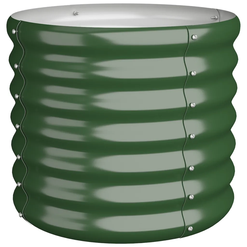 Vaso da Giardino Acciaio Zincato 40x40x36 cm Verde 318843