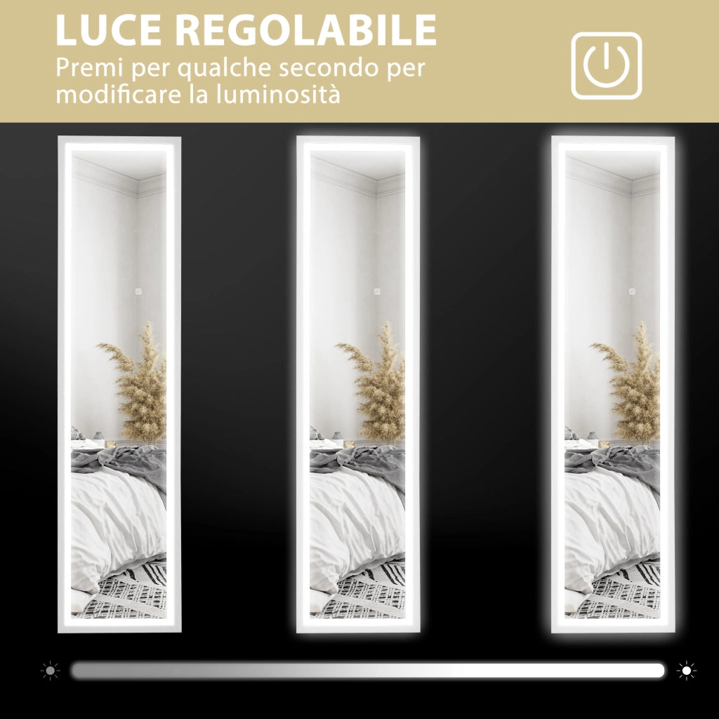 Specchio da Terra con Luci LED ¨C zephmum ¨C Bianco 40x160 cm