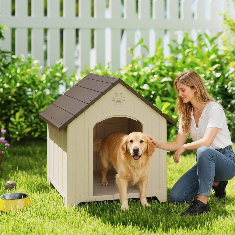 Cuccia per cani da esterno impermeabile 88 x 79 x 89 cm con tetto inclinato e ancoraggi
