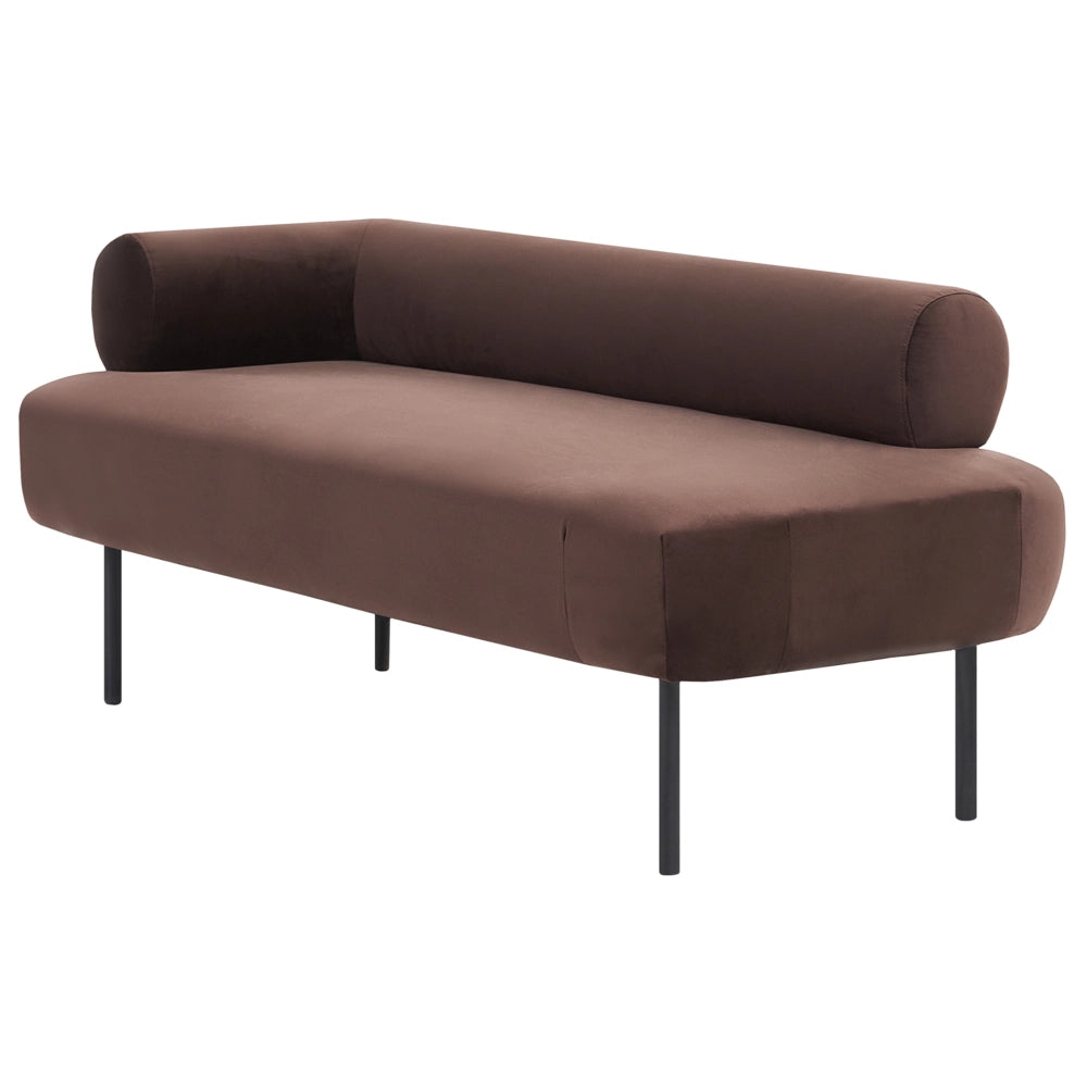 Chaise Lounge marrone scuro Sinistra in tessuto poliestere con cuscini decorativi Gambe in metallo Soggiorno di design moderno