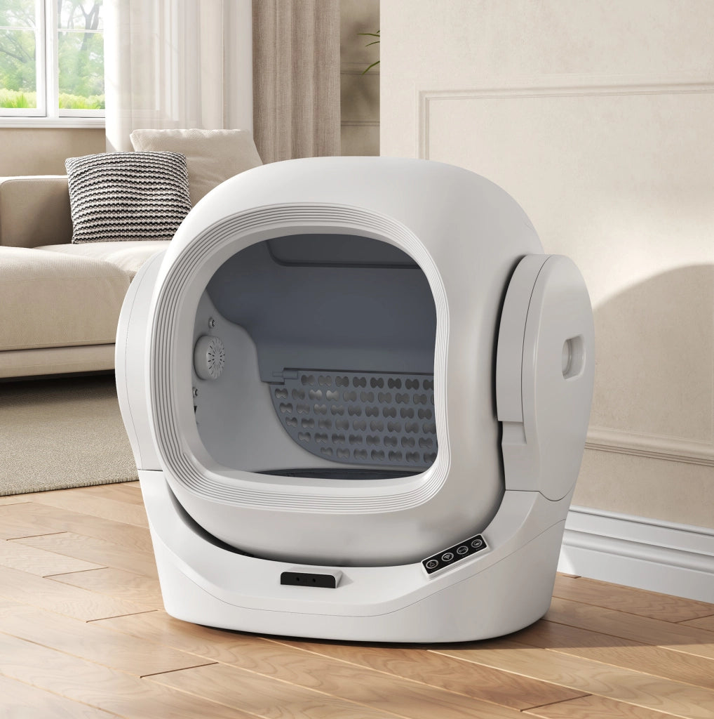 Lettiera automatica intelligente per gatti con controllo da app; 68L; bianco