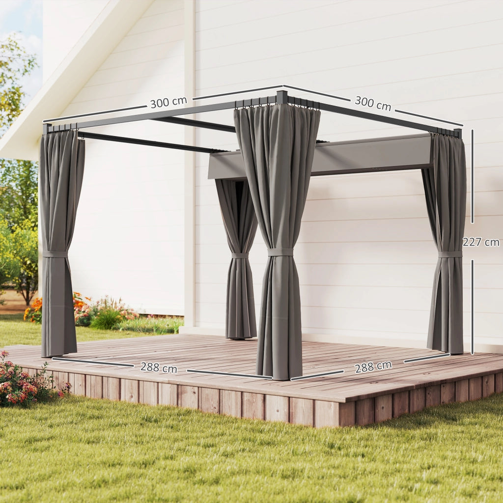 Pergola 3x3 m con tetto scorrevole ¨C zephmum ¨C Grigio chiaro
